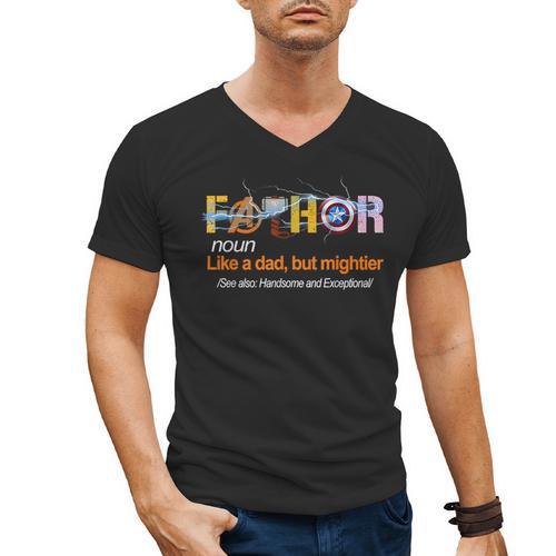Fa-Thor Like Dad Just Way Mightier Hero Fathers Day Men's V-Neck T-Shirt - Father's Day Fun