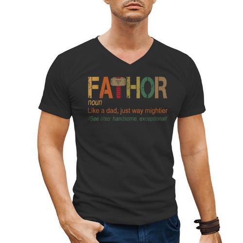 FA-Thor Like Dad Just Way Mightier Hero Fathers Day Small Men's V-Neck T-Shirt - Father's Day Fun