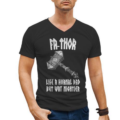 FA-Thor Like Dad Way Mightier Viking Father's Day Fathor Men's V-Neck T-Shirt - Father's Day Fun