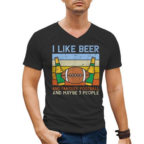 I Like Fantasy Football 3 People Draft Party Dad Men Men's V-Neck T-Shirt - Father's Day Fun