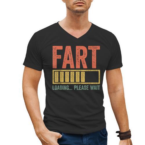 Fart Loading Please Wait Shirt Men Dad Joke Fathers Day Men's V-Neck T-Shirt - Father's Day Fun