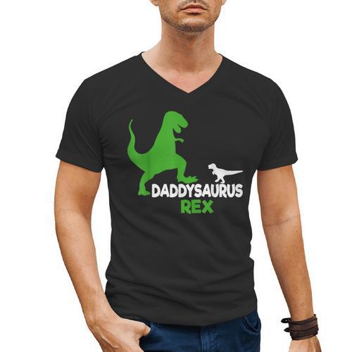 Father's Day Idea Daddysaurus Rex T-Shirt Men's V-Neck T-Shirt - Father's Day Fun
