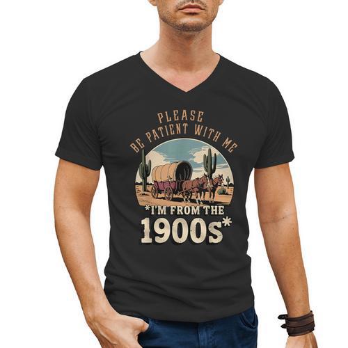 Father’s Day Please Be Patient With Me I'm From The 1900s Men's V-Neck T-Shirt - Figerry
