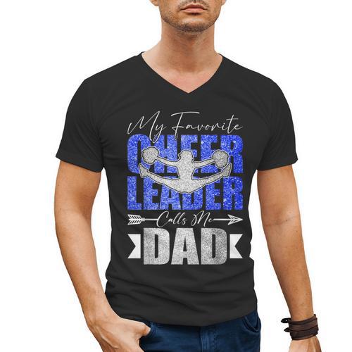 My Favorite Cheerleader Calls Me Dad Cheer Dad Fathers Day Men's V-Neck T-Shirt - Father's Day Fun