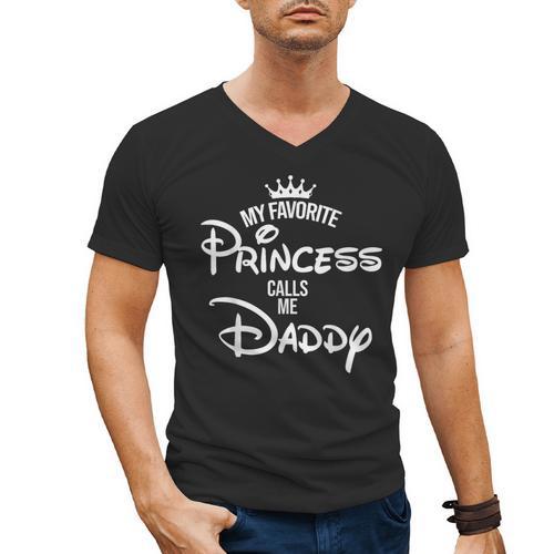 My Favorite Princess Calls Me Daddy Daughter Fathers Day Men's V-Neck T-Shirt - Father's Day Fun