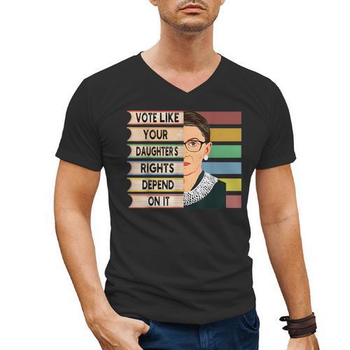 Feminist Ruth Bader Ginsburg RBG Quote Girl With Book Women Men's V-Neck T-Shirt - Bookorys