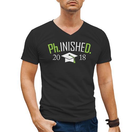 Finished PhD PhInished 2018 Graduation Shirt Men's V-Neck T-Shirt - Best Gift Smart