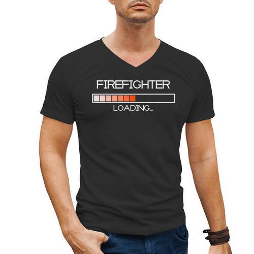 Firefighter Fire Resque Team By Bezra Future Firefighter Loading Fireguard Fireman Graduation Men's V-Neck T-Shirt - Best Gift Smart