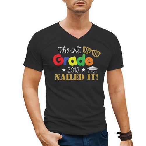 First 1st Grade 2018 Nailed It Graduation Shirt Men's V-Neck T-Shirt - Best Gift Smart