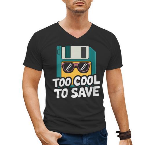 Floppy Disk Retro Tech Nostalgia Old School Computing Humor Men's V-Neck T-Shirt - Figerry