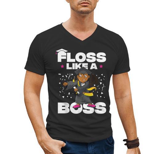 Floss Like A Boss Shirt Class Of 2019 Graduation Kids Men's V-Neck T-Shirt - Best Gift Smart