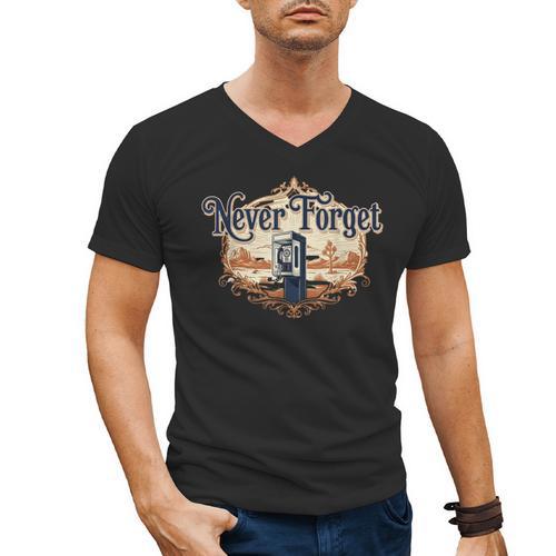 Never Forget Payphones – Retro Humor Nostalgia Graphic Men's V-Neck T-Shirt - Figerry