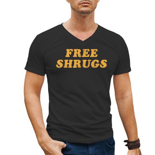 Free Shrugs Don't Care Introvert Men's V-Neck T-Shirt - Raresse