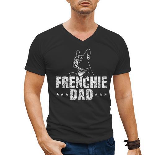 Frenchie Dad Lover Owner French Bulldog Father Daddy Papa Men Women Girls Kids Men's V-Neck T-Shirt - Father's Day Fun
