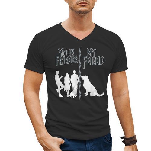 Your Friends Vs My Friend Introvert Pet Dog Owner Men Women Kids Men's V-Neck T-Shirt - Raresse