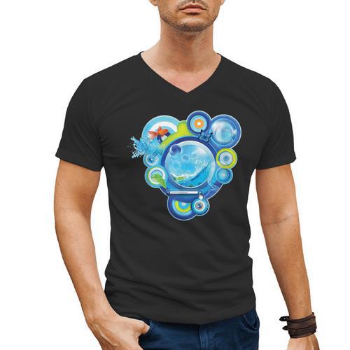 Frutiger Aero Metro Abstract Maximalism 2000s Nostalgia Men's V-Neck T-Shirt - Figerry