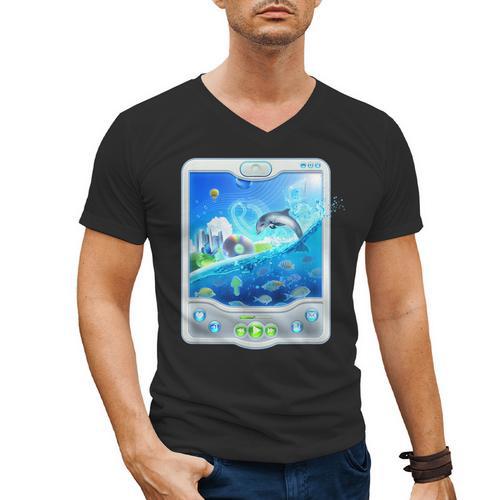Frutiger Aero Skeuomorphism User Interface Nostalgia Men's V-Neck T-Shirt - Figerry