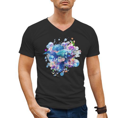Frutiger Aero Y2K Fish Men's V-Neck T-Shirt - Figerry