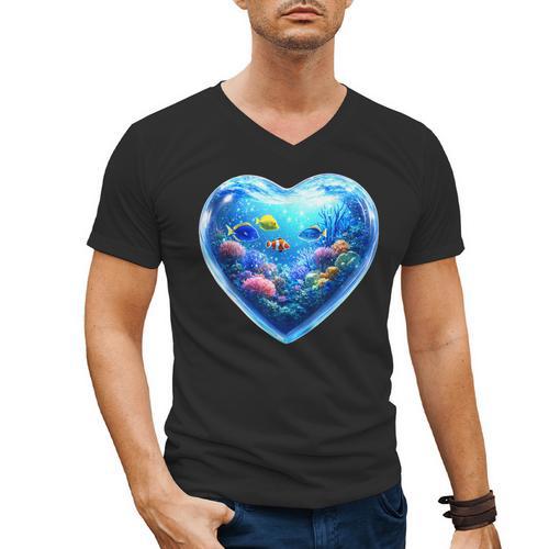 Frutiger Aero Y2K Heart Men's V-Neck T-Shirt - Figerry
