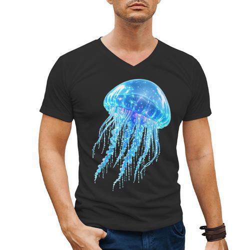 Frutiger Aero Y2K Jellyfish Men's V-Neck T-Shirt - Figerry