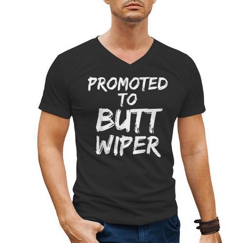 Fun New Dad Joke Baby Shower Gag Promoted To Butt Wiper Men's V-Neck T-Shirt - Father's Day Fun
