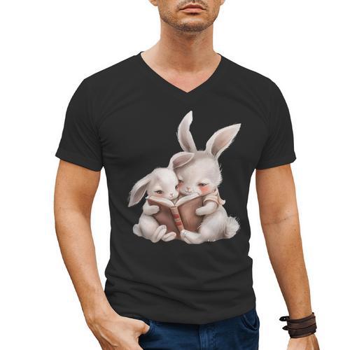 Funny Book Reading Quote For Women And Girls Rabbits Men's V-Neck T-Shirt - Bookorys