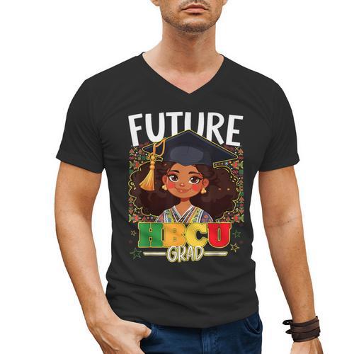 Future HBCU Grad Afro Girl College Graduation Kids Men's V-Neck T-Shirt - Best Gift Smart