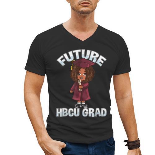 Future HBCU Grad Girl Wearing Graduation Gown Men's V-Neck T-Shirt - Best Gift Smart