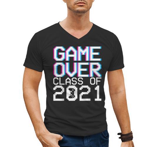 Game Over Class Of 2021 Video Games Graduation Gamer Men's V-Neck T-Shirt - Best Gift Smart