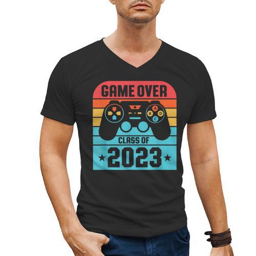 Game Over Class Of 2023 Shirt Students Graduation Men's V-Neck T-Shirt - Best Gift Smart