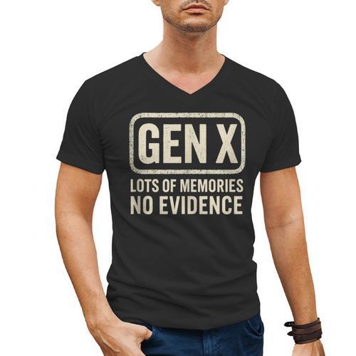 Gen X Lots Of Memories No Evidence Retro Nostalgia Men's V-Neck T-Shirt - Figerry
