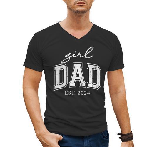 Girl Dad Est 2024 Dad Of Girls Father's Day Men's V-Neck T-Shirt - Father's Day Fun