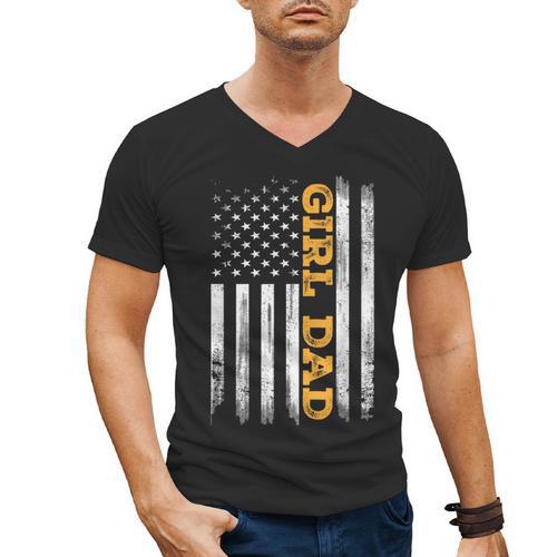 Girl Dad Father's Day Dad Daughter Dad Of Girls Outnumbered Men's V-Neck T-Shirt - Father's Day Fun