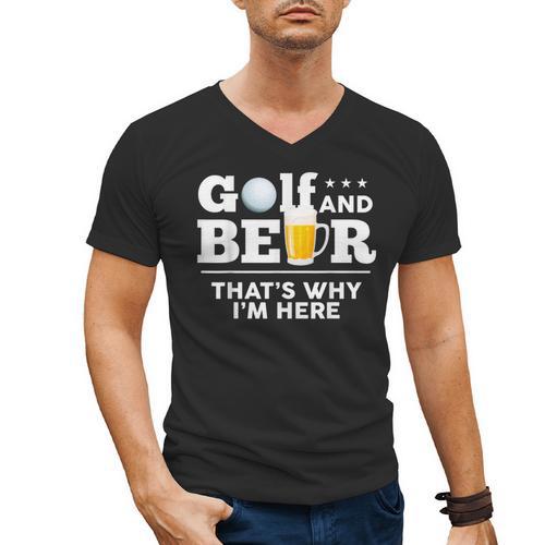Golf And Beer Joke Dad Fathers Day Drinking Birthday Small Men's V-Neck T-Shirt - Father's Day Fun