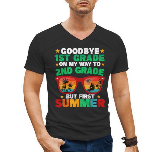 Goodbye 1st Grade First Summer Graduation Last Day Boys Men's V-Neck T-Shirt - Best Gift Smart