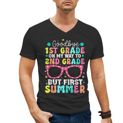 Goodbye 1st Grade Graduation To Second Grade First Summer Men's V-Neck T-Shirt - Best Gift Smart