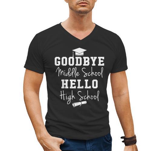 Goodbye Middle School Hello High School Graduation T-Shirt Men's V-Neck T-Shirt - Best Gift Smart