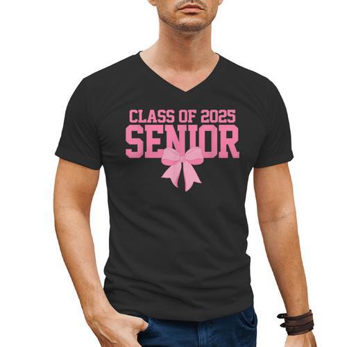 Graduate 2025 Class Of 2025 Senior Coquette Bow Graduation Men's V-Neck T-Shirt - Best Gift Smart