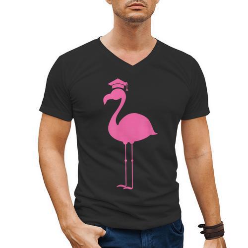 Graduate Cute Pink Flamingo Graduation Men's V-Neck T-Shirt - Best Gift Smart