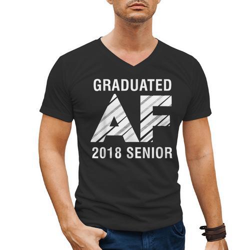 Graduated AF 2018 Senior Graduation Shirt Men's V-Neck T-Shirt - Best Gift Smart
