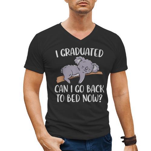 I Graduated Can I Go Back To Bed Now Koala Bear Graduation Men's V-Neck T-Shirt - Best Gift Smart