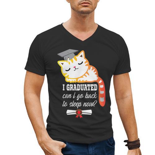 I Graduated Can I Go Back To Sleep Now Graduation Men's V-Neck T-Shirt - Best Gift Smart