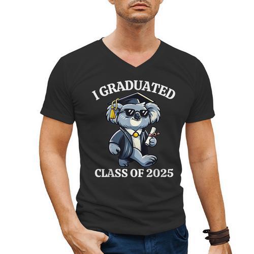 I Graduated Graduate Class Of 2025 Koala Graduation Men's V-Neck T-Shirt - Best Gift Smart