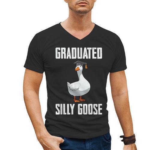 Graduated Silly Goose Student Graduation 2026 Grad Men's V-Neck T-Shirt - Best Gift Smart