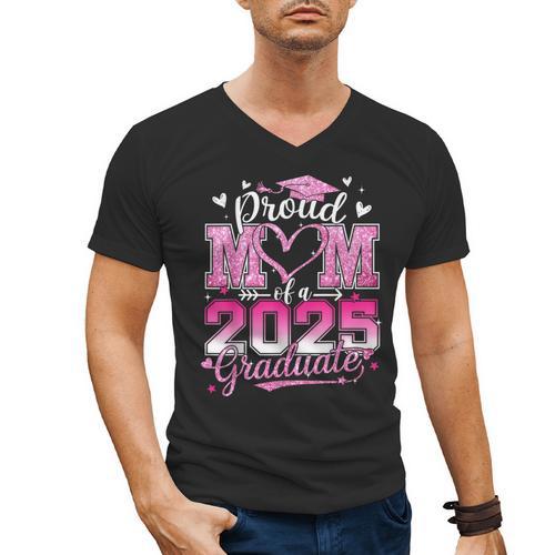 Graduation 2025 Proud Mom Of 2025 Graduate Floral Women Men's V-Neck T-Shirt - Best Gift Smart