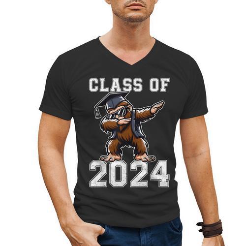 Graduation Class Of 2024 Bigfoot Graduated Seniors 2024 Men's V-Neck T-Shirt - Best Gift Smart