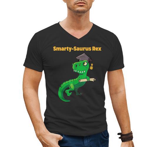 Graduation Dinosaur Smarty Saurus Rex Diploma Dinosaur Men's V-Neck T-Shirt - Best Gift Smart