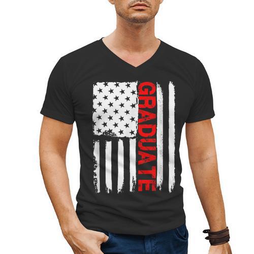 Graduation High School College Flag Graduate T Shirt 2018 Men's V-Neck T-Shirt - Best Gift Smart