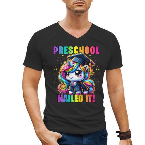 Graduation Preschool Unicorn Nailed It Pre-K Girls Grad Men's V-Neck T-Shirt - Best Gift Smart