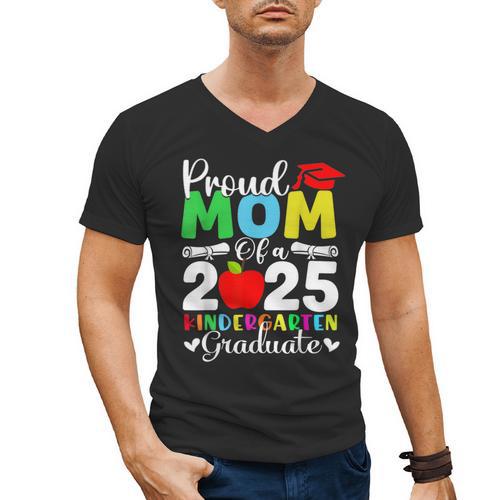 Graduation Proud Mom Of 2025 Kindergarten Graduate Men's V-Neck T-Shirt - Best Gift Smart